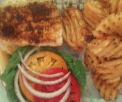 Mahi Sandwich with Waffle Fries