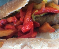 Beer Brat + Sweet Peppers & Onions 