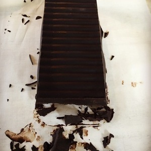 Dark Chocolate homemade from cacao butter, cacao powder, coconut sugar, vanilla & sea salt